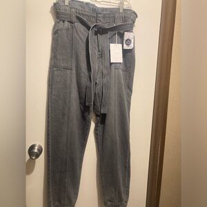 KanCan Dark Gray Relaxed belted jeans